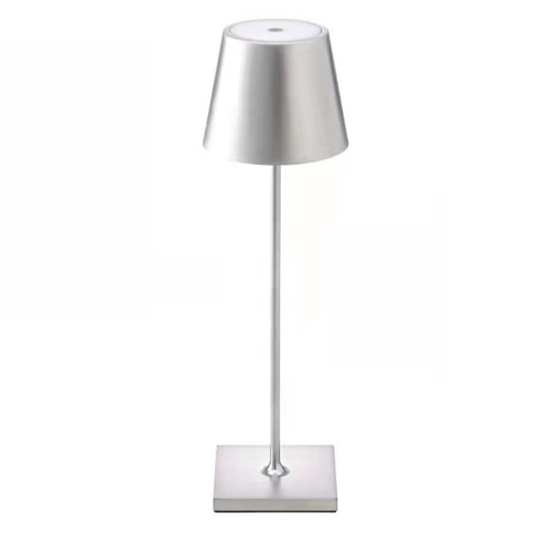 Wireless Rechargeable Table Lamp - Lumière Monsieur-Silver-Nora Luxe