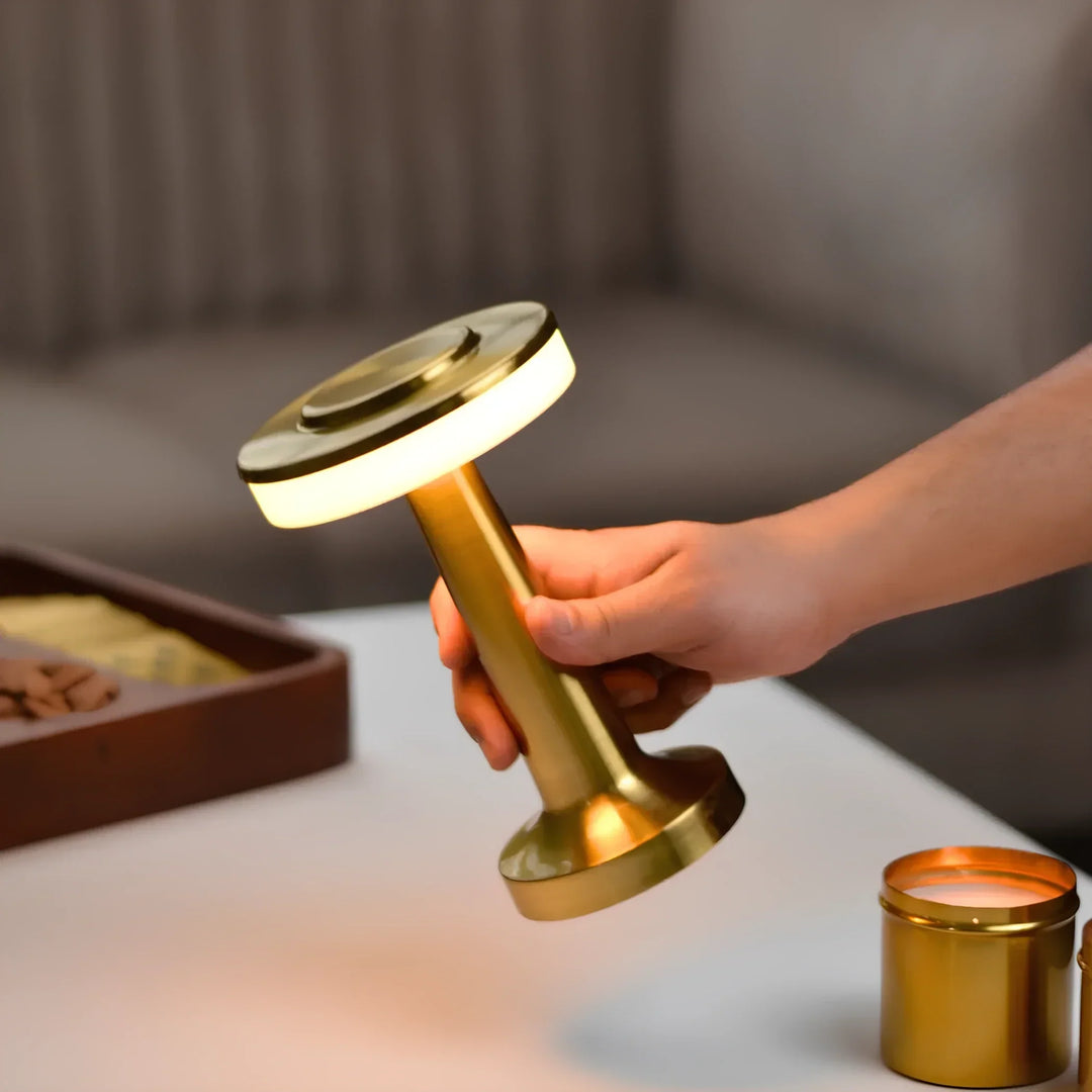 Wireless Retro Table Lamp - LumiBar-Gold-Nora Luxe