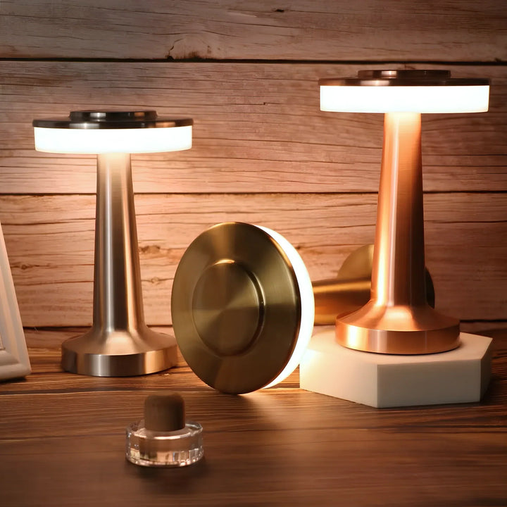 Wireless Retro Table Lamp - LumiBar-Gold-Nora Luxe