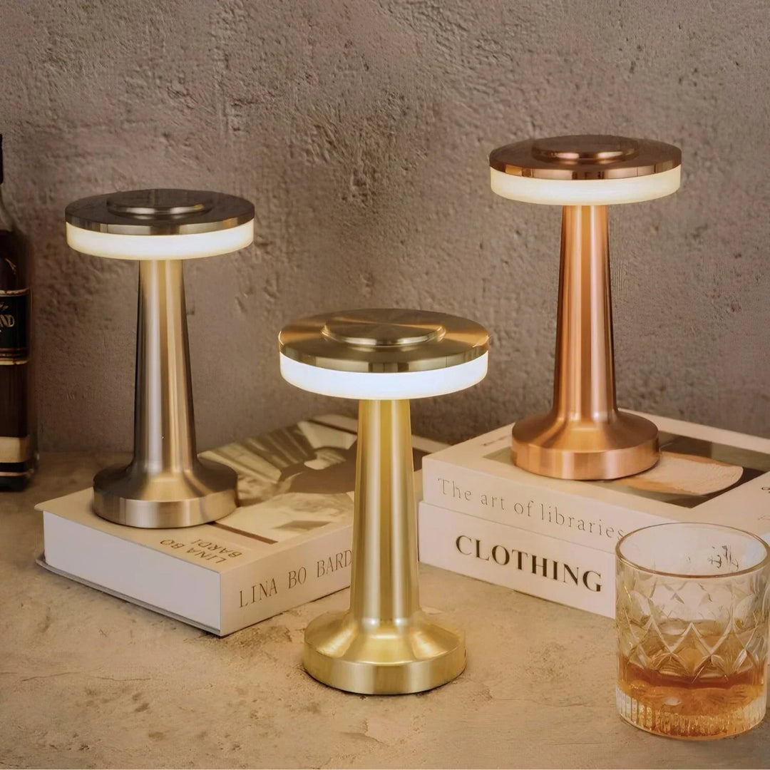 Wireless Retro Table Lamp - LumiBar-Gold-Nora Luxe