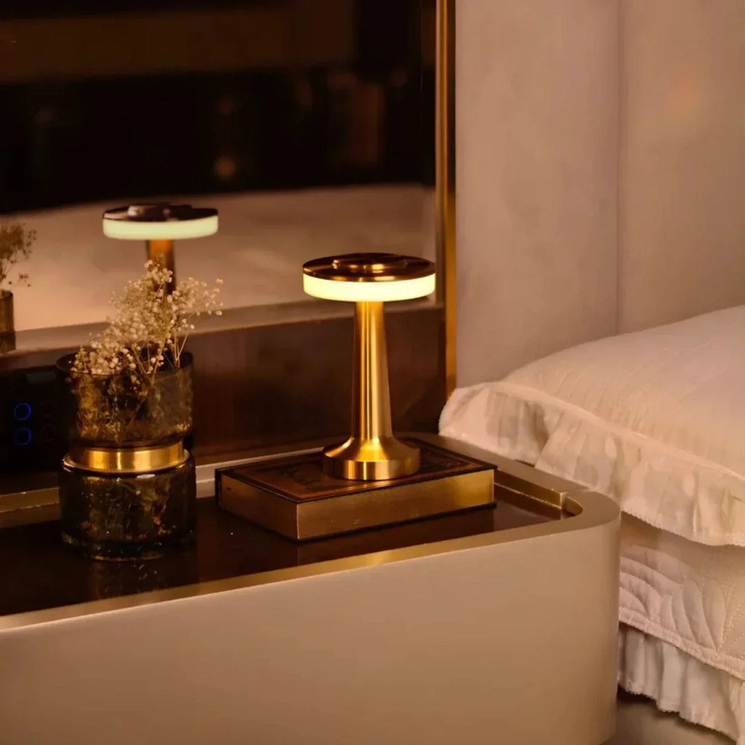 Wireless Retro Table Lamp - LumiBar-Gold-Nora Luxe