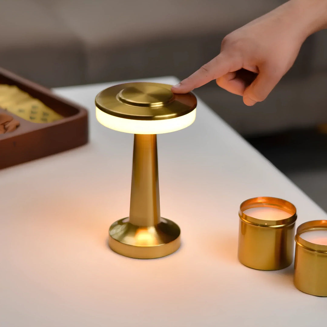 Wireless Retro Table Lamp - LumiBar-Gold-Nora Luxe