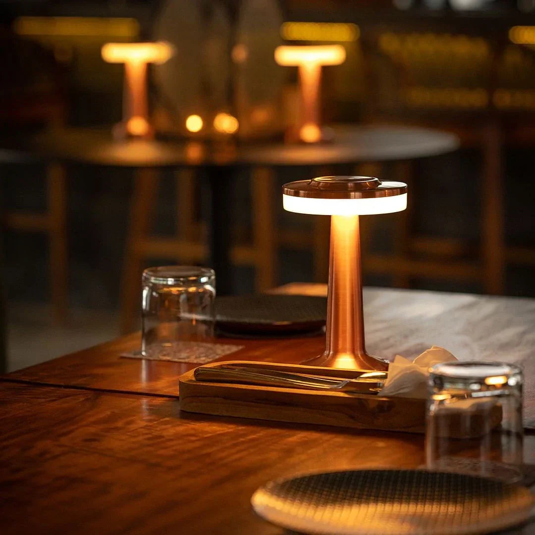 Wireless Retro Table Lamp - LumiBar-Rose gold-Nora Luxe