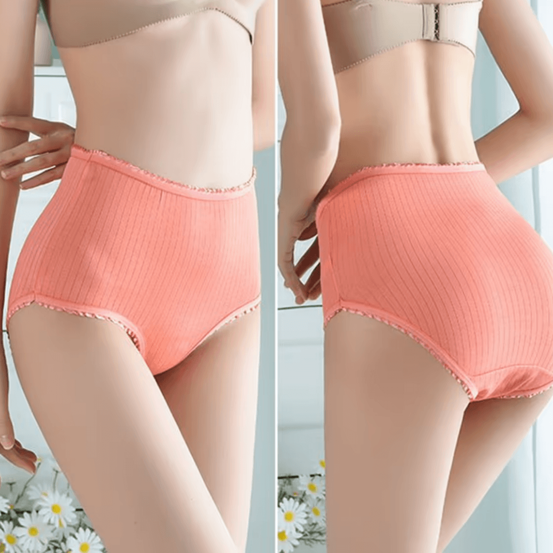 Black ribbed leakproof panties another view with front and back shown