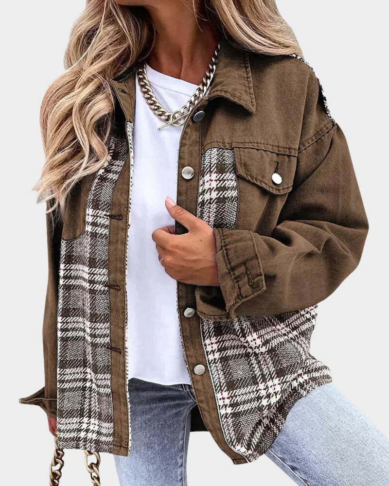 Women's denim jacket with modern chic – Amélie-Brown-S-Nora Luxe