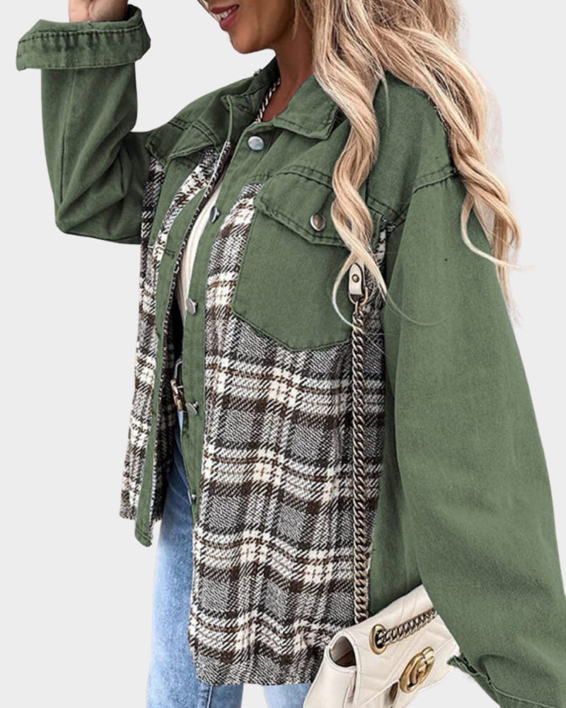 Women's denim jacket with modern chic – Amélie-Green-S-Nora Luxe
