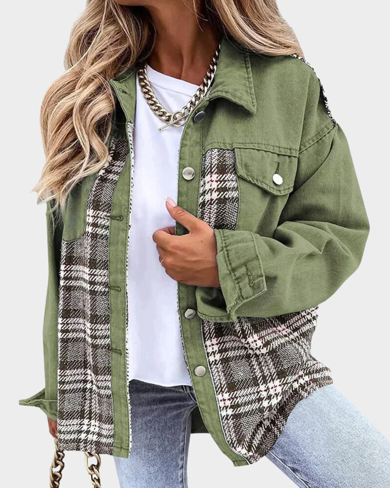 Women's denim jacket with modern chic – Amélie-Green-S-Nora Luxe