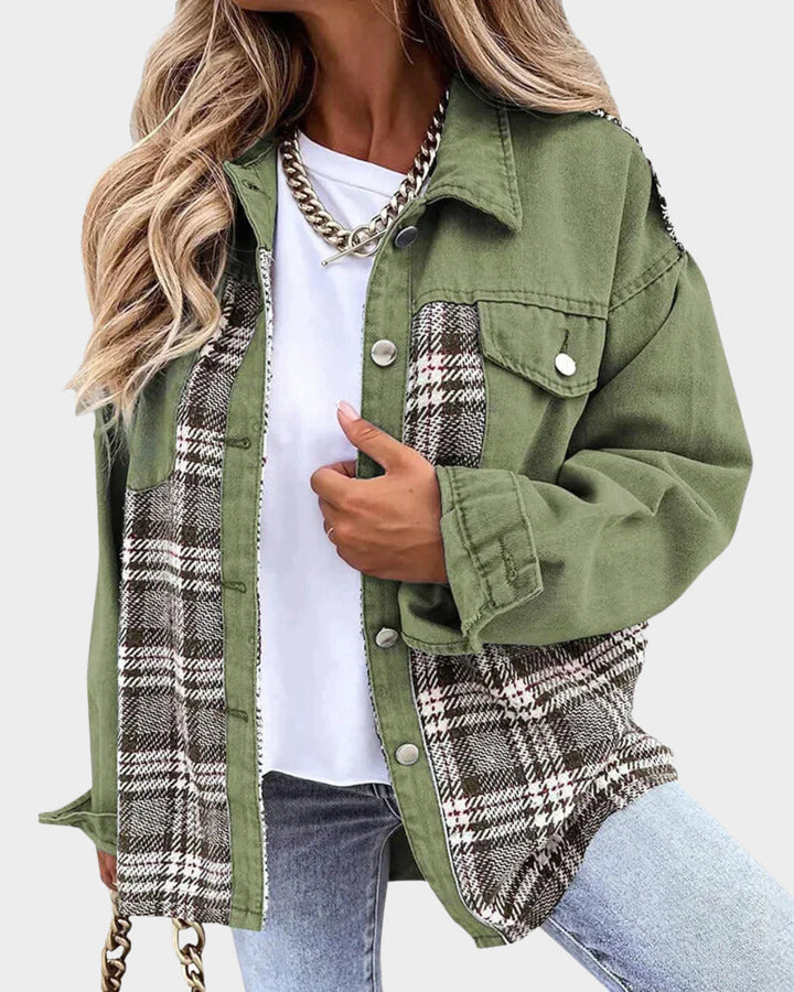 Women's denim jacket with modern chic – Amélie-Green-S-Nora Luxe