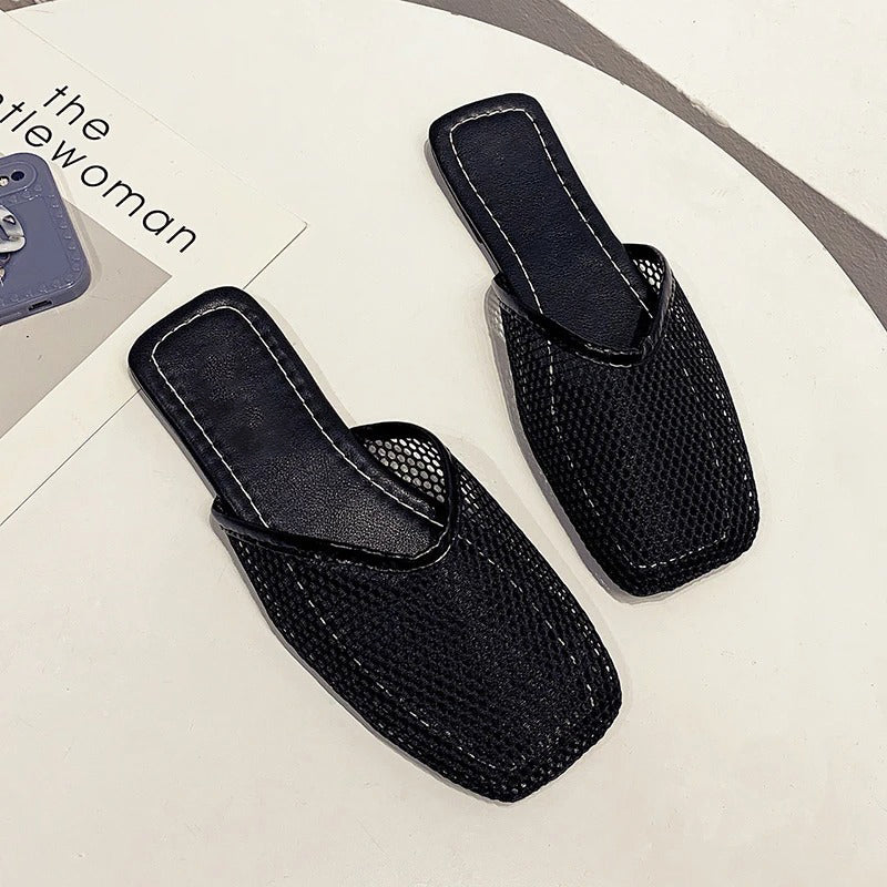 Women's mesh mules with closed toe - Odessa-Black-3-Nora Luxe