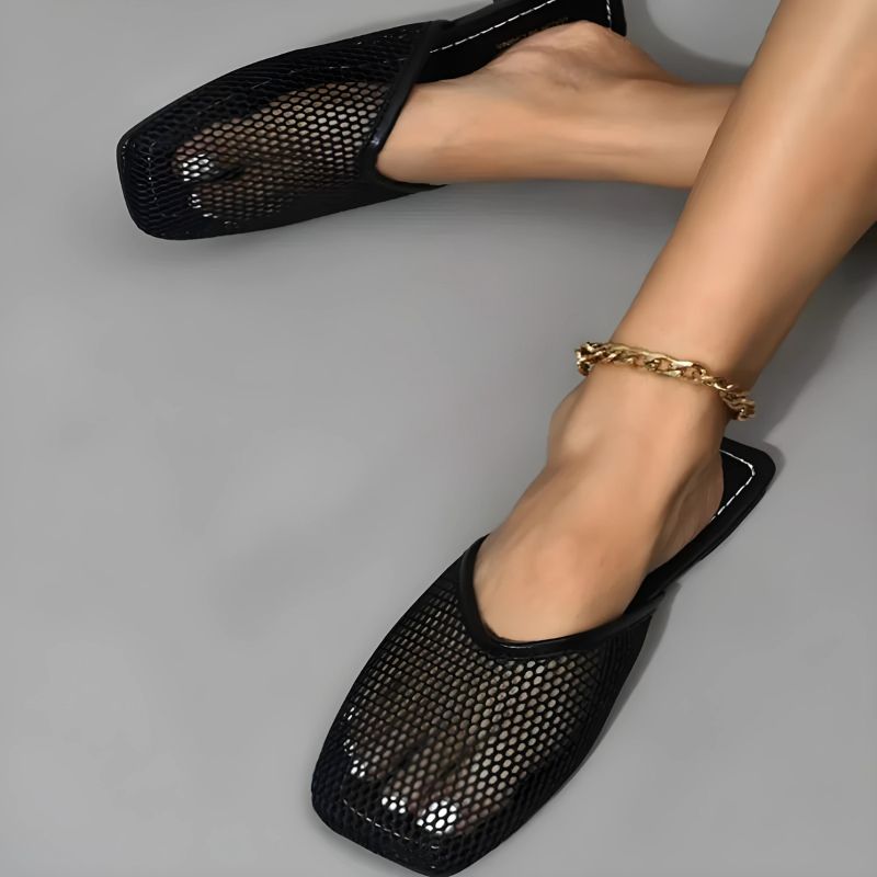 Women's mesh mules with closed toe - Odessa-Black-3-Nora Luxe