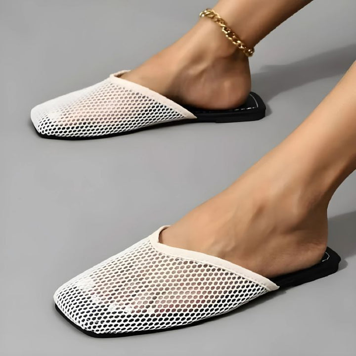 Women's mesh mules with closed toe - Odessa-Black-3-Nora Luxe