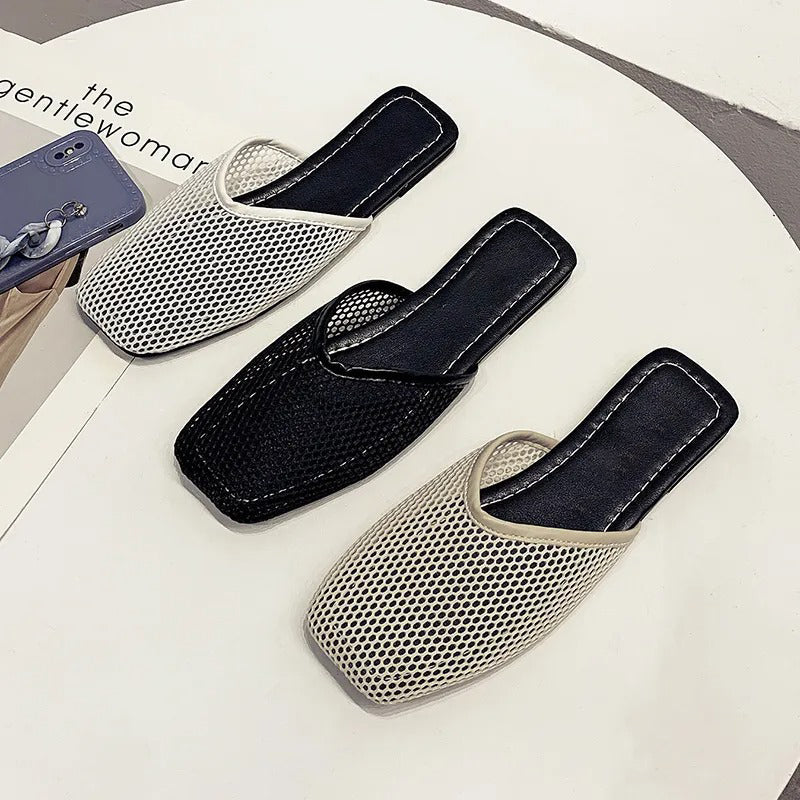 Women's mesh mules with closed toe - Odessa-Black-3-Nora Luxe