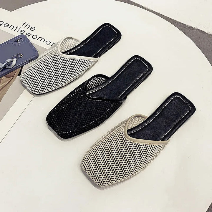 Women's mesh mules with closed toe - Odessa-Black-3-Nora Luxe