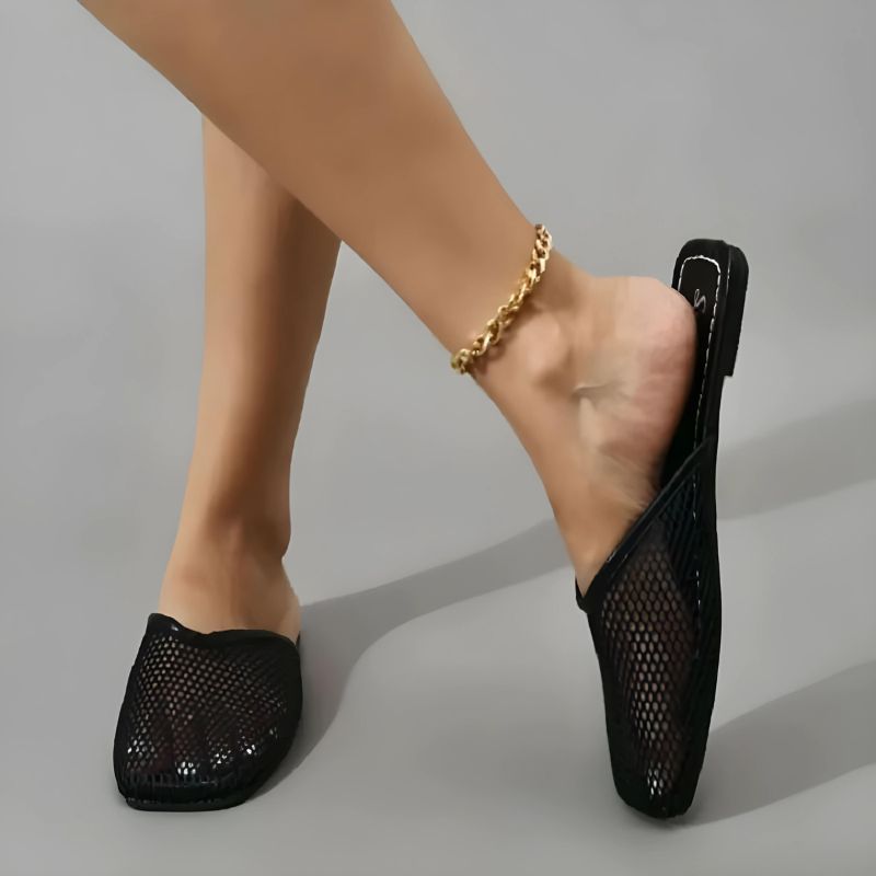 Women's mesh mules with closed toe - Odessa-Black-3-Nora Luxe