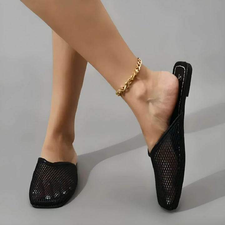 Women's mesh mules with closed toe - Odessa-Black-3-Nora Luxe