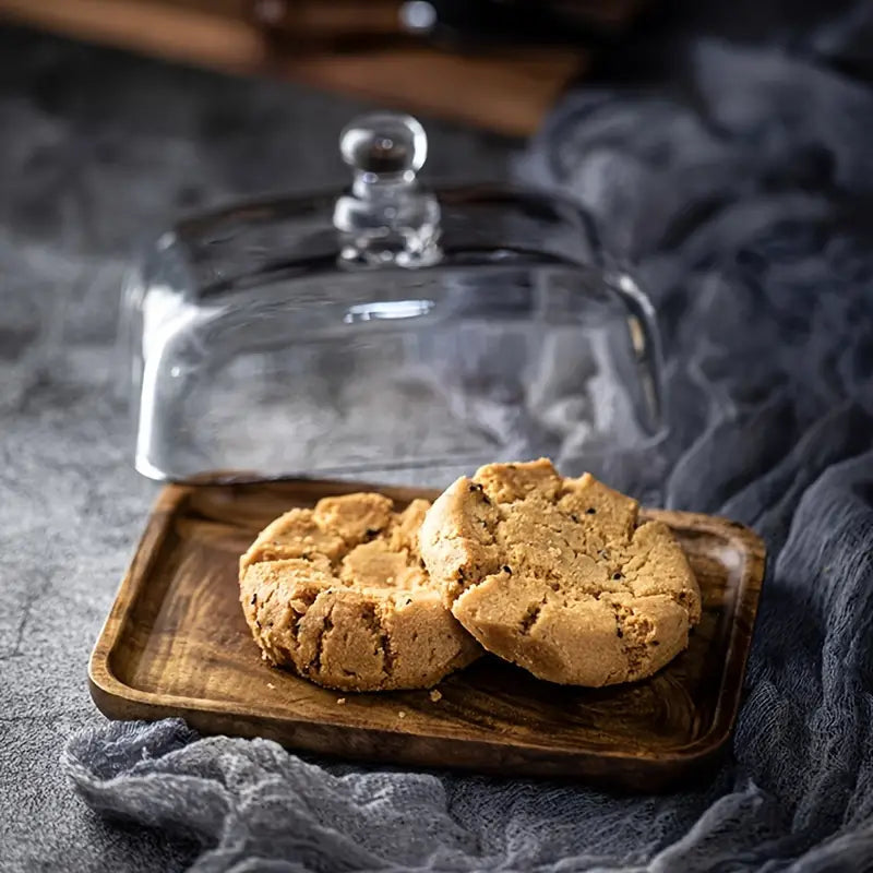 Wood and Glass Butter Holder - ButterElegance-Acacia-Nora Luxe