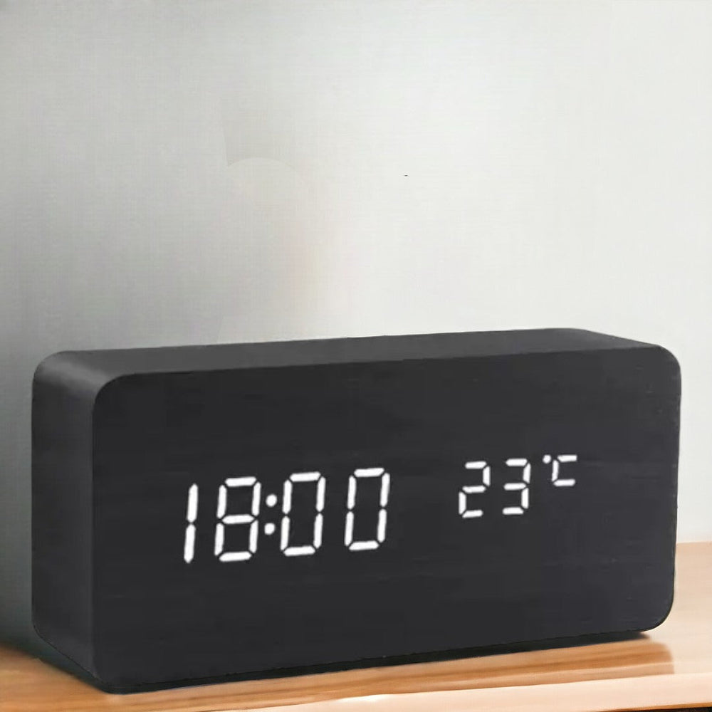 Wooden LED Clock with Voice Control - EcoClock-Brown Triangle-Nora Luxe