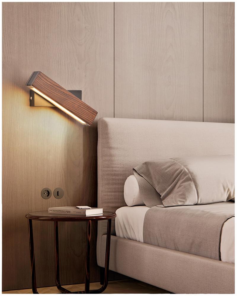 Wooden LED Wall Lamp with Rotating Function - Twilight Pivot-Dark Wood-8.27 × 1.97 in-Nora Luxe