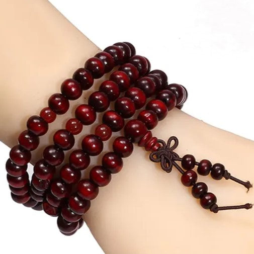 Wooden Meditation Prayer Beads Bracelet | Natural Wooden Jewellery-BLACK-Nora Luxe