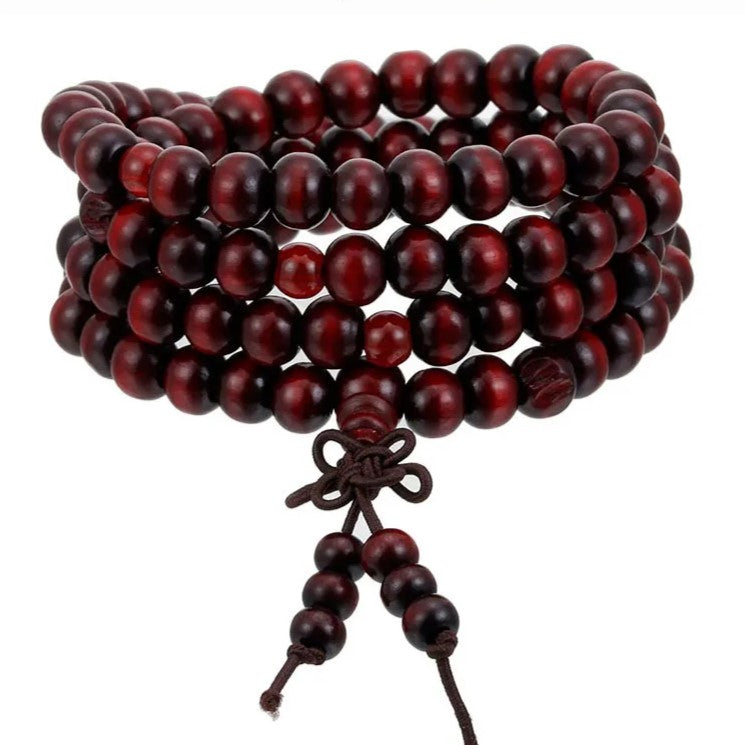 Wooden Meditation Prayer Beads Bracelet | Natural Wooden Jewellery-DARK BROWN-Nora Luxe