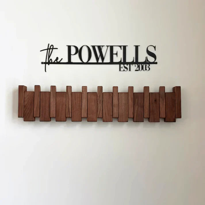 Wooden Piano Coat Rack - HarmonyCoat-Walnut Wood-4 hooks-Nora Luxe