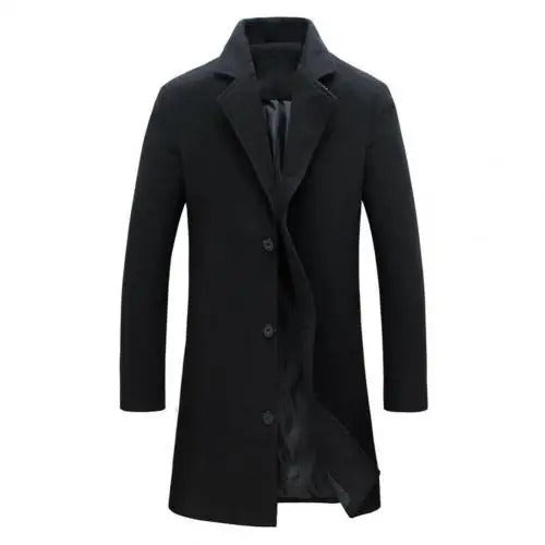 Wool Men's Coat for Autumn and Winter - Tomas-Black-M-Nora Luxe