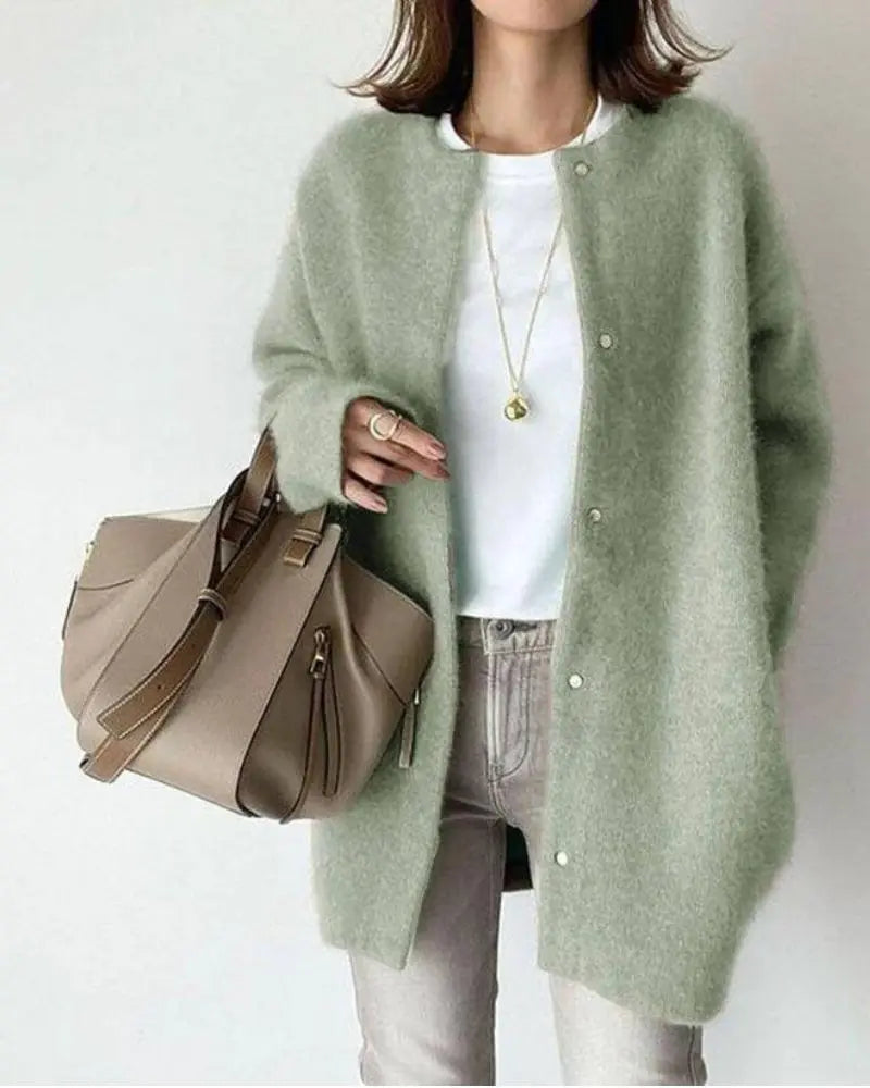Wool-Mohair Women's Cardigan - Elise-Green-S-Nora Luxe