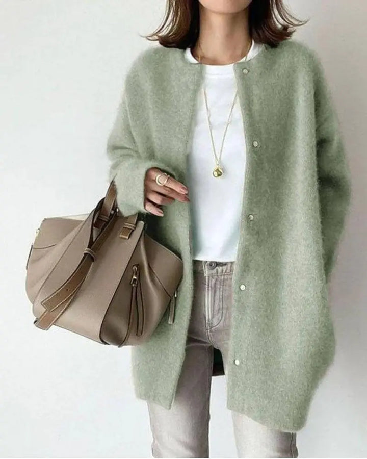 Wool-Mohair Women's Cardigan - Elise-Green-S-Nora Luxe