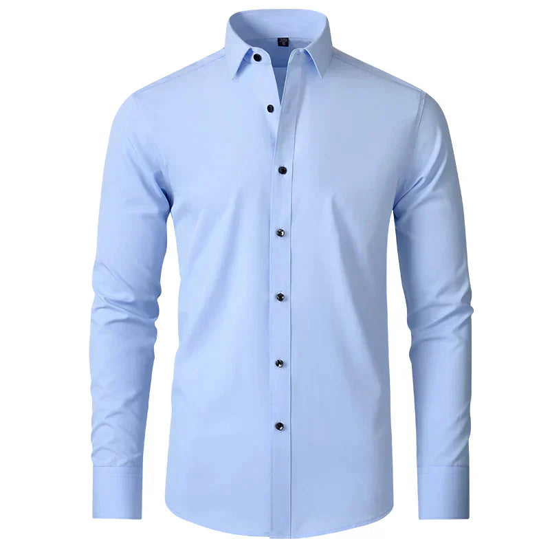 Wrinkle-Free Comfort Shirt | Stylish and Crease-Free - Lorenzo-Light Blue-38-Nora Luxe