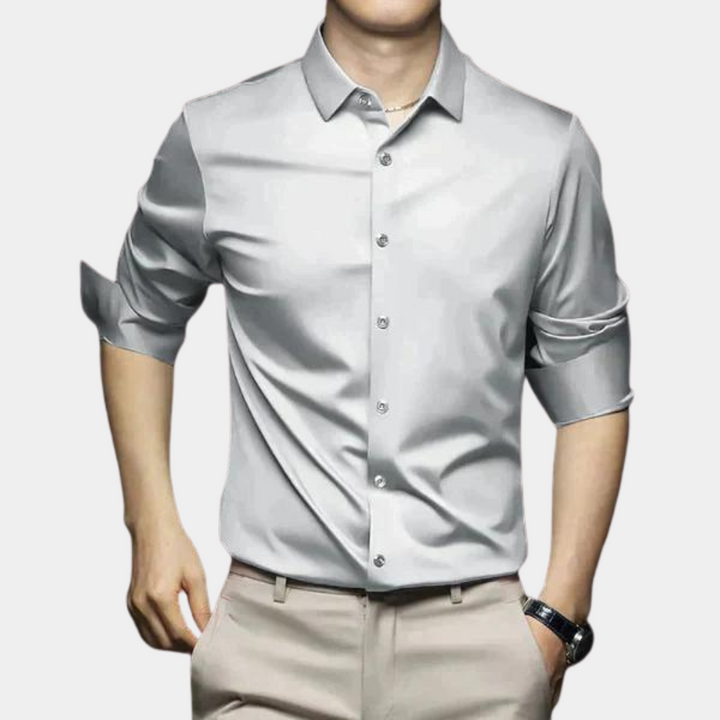 Wrinkle-free Timeless Men's Shirt - Mason-Light gray-S-Nora Luxe