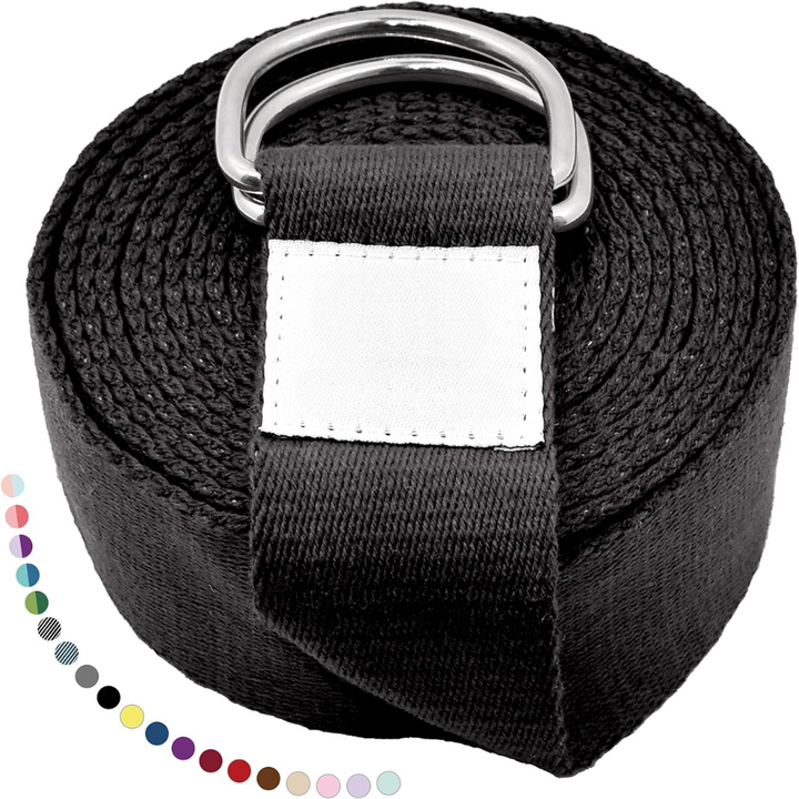 Yoga Band with Adjustable D-Ring Buckle-Black-70.87 in-Nora Luxe