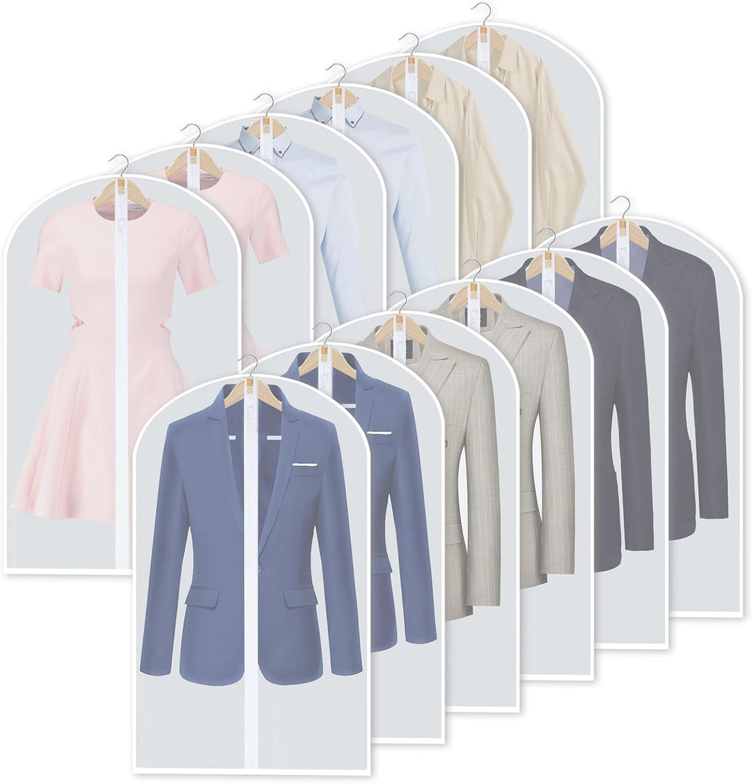 PEVA Garment Cover Set – 24-Pack Hanging Garment Covers in 3 Sizes