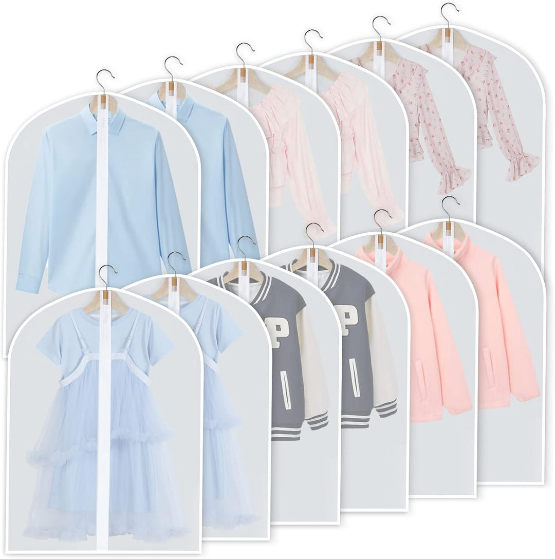 PEVA Garment Cover Set – 24-Pack Hanging Garment Covers in 3 Sizes