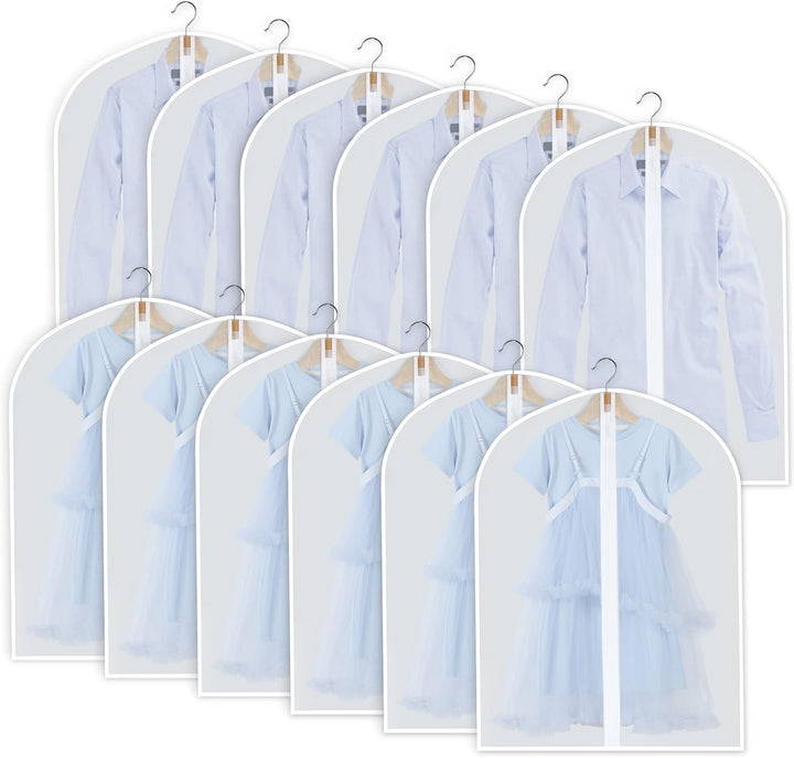 PEVA Garment Cover Set – 24-Pack Hanging Garment Covers in 3 Sizes