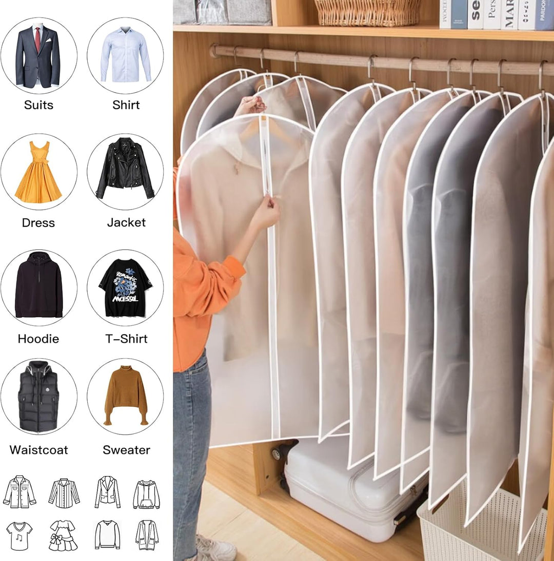 PEVA Garment Cover Set – 24-Pack Hanging Garment Covers in 3 Sizes