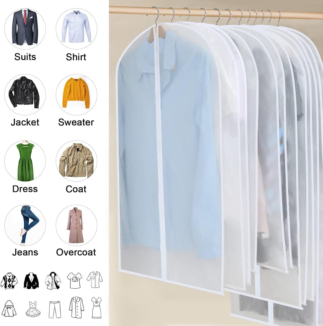 PEVA Garment Cover Set – 24-Pack Hanging Garment Covers in 3 Sizes