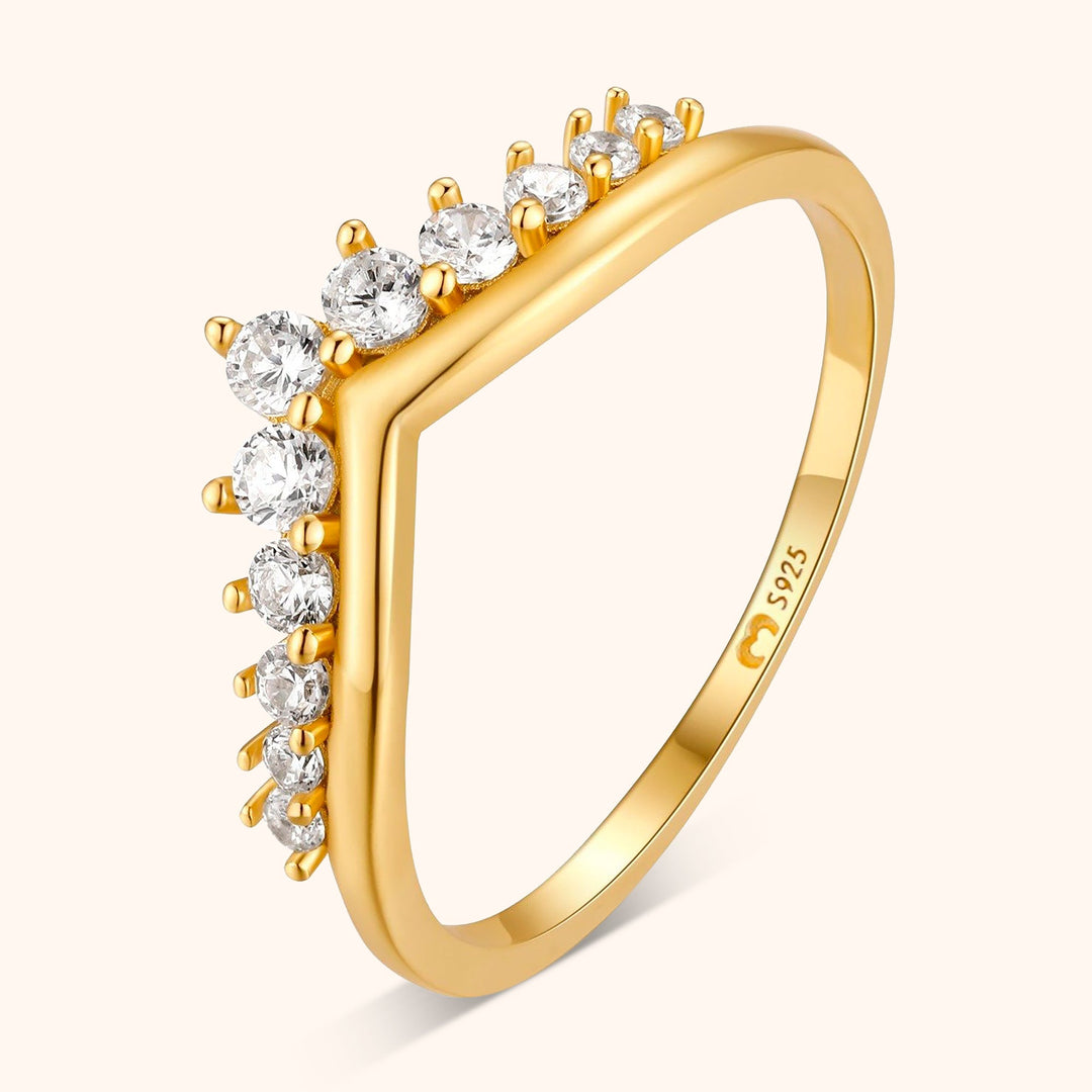 Zirconia Crown Ring - Allegra-5-Gold-Nora Luxe